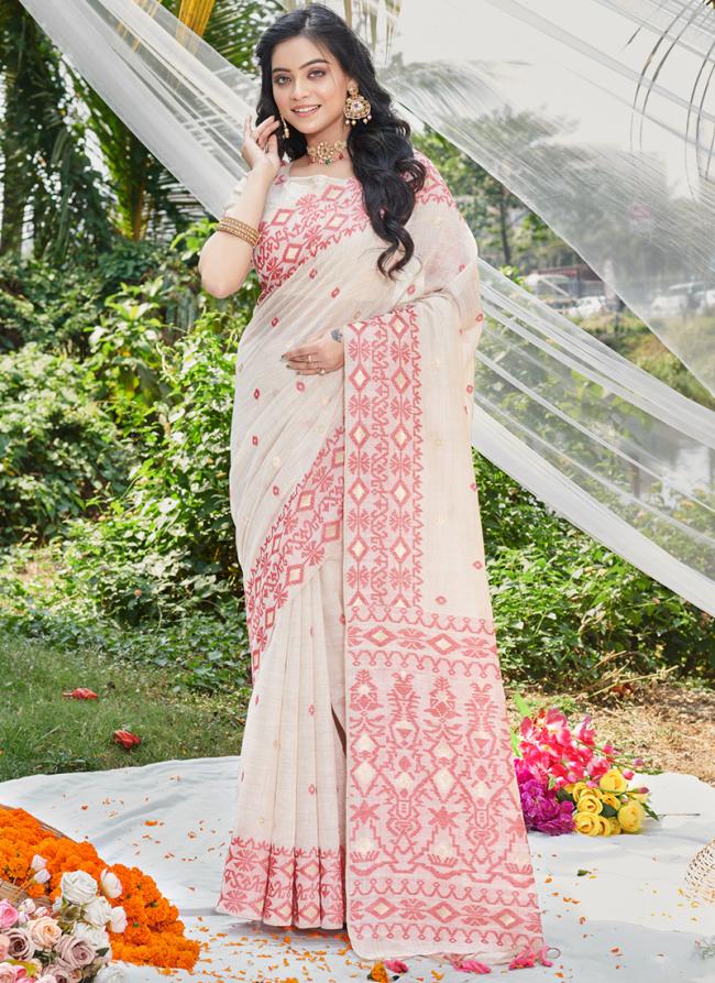 Cotton Pink Traditional Wear Digital Printed Saree